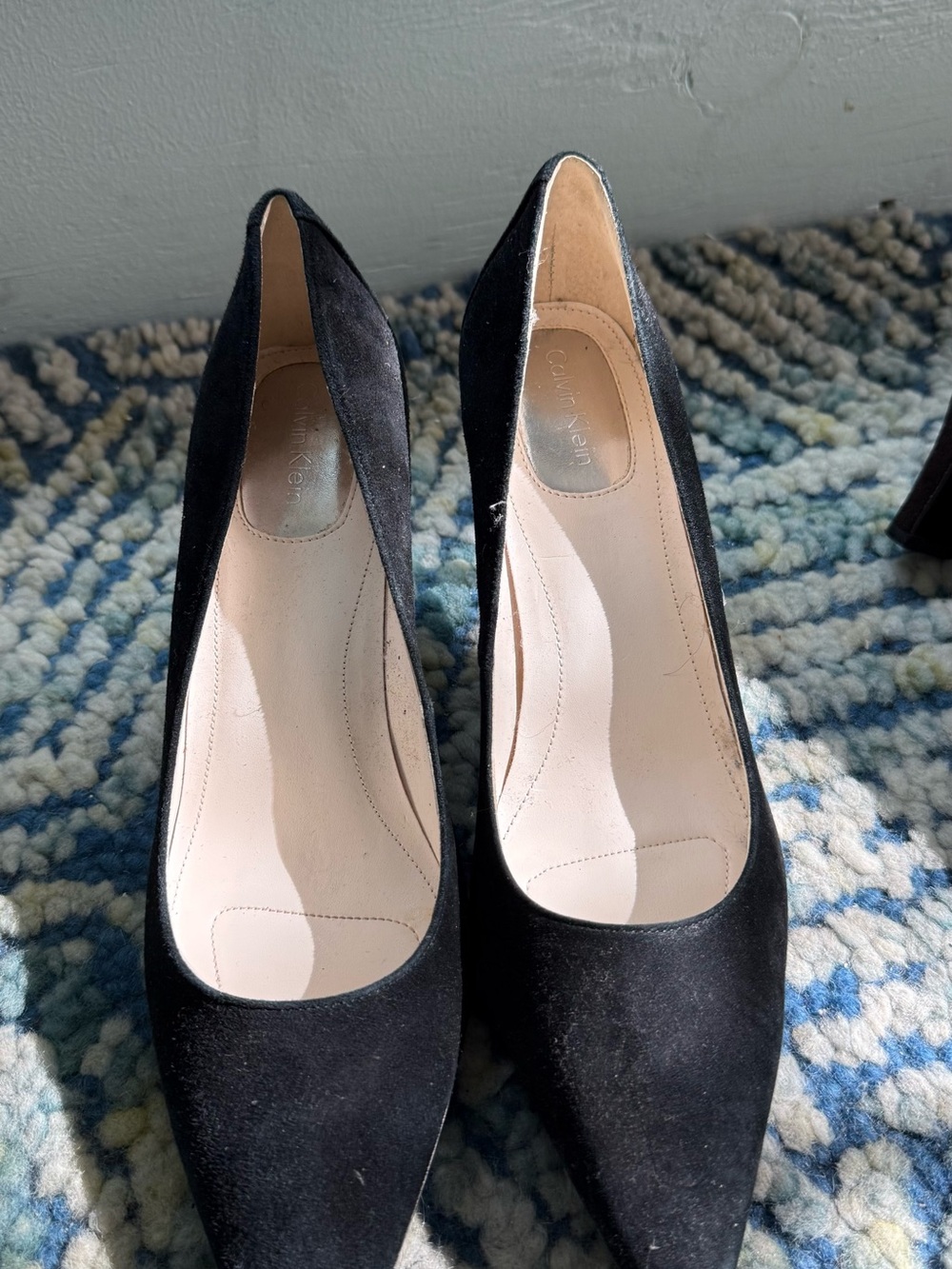 Calvin Klein Black Suede Pointed Toe Pumps